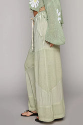 POL Elastic Waistband Wide Leg Pants with Drawstring OutfitFlow